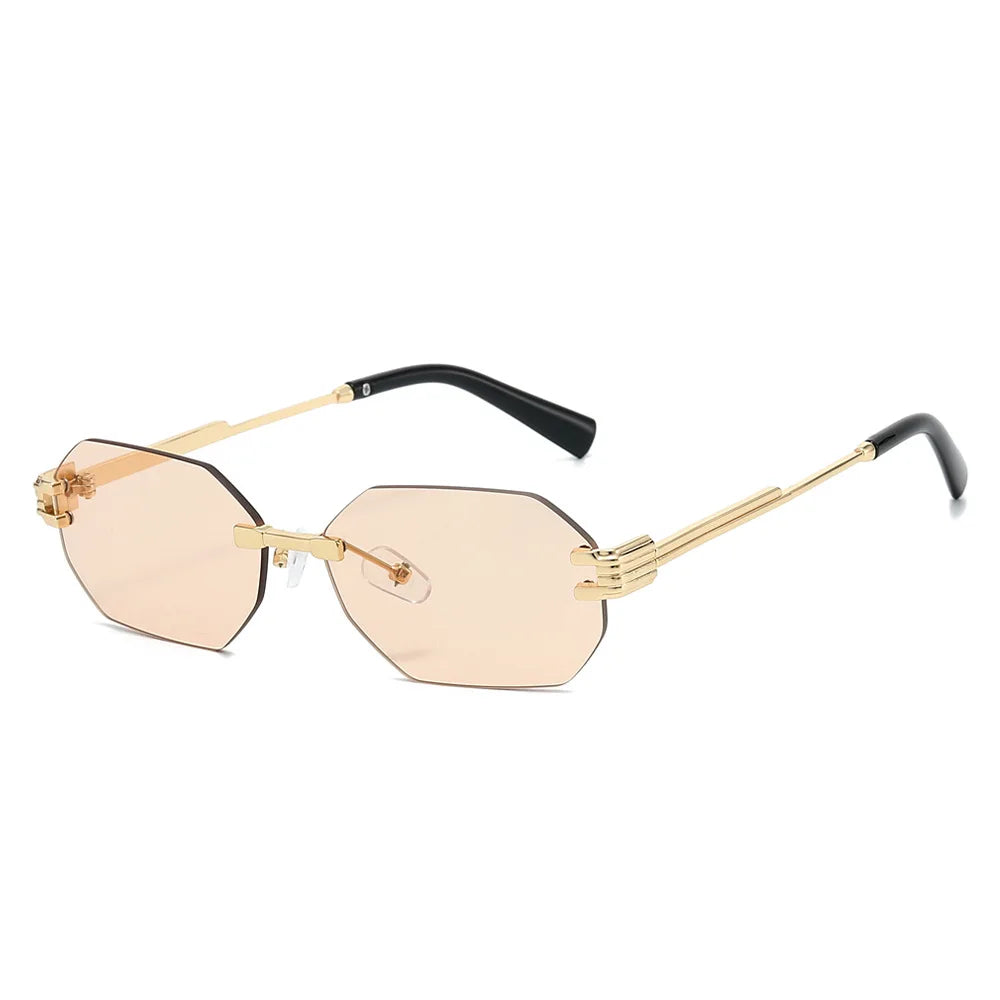 JNPCXI New Fashion Rimless Square Sunglasses Women Men Vintage Gradient Polygon Shades Trendy Luxury Brand Design Sun Glasses