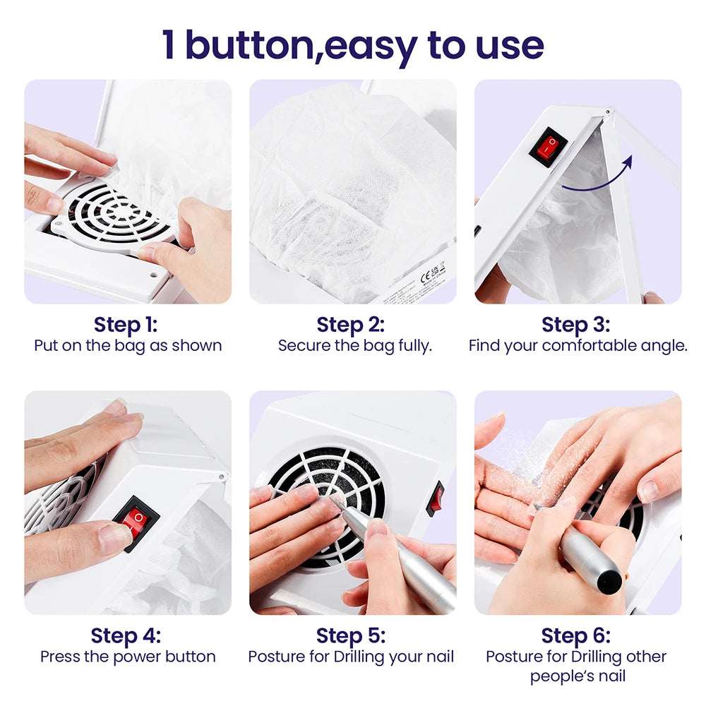 Wireless Nail Dust Collector Foldable Nail Dust Extractor Mini Rechargeable Nail Vacuum Cleaner Fan Nail Art Manicure Machine