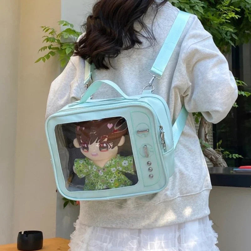 Kawaii TV Shape Design Ita Bag Japanese Girls Crossbody Bag Trend Transparent Pocket Harajuku Shoulder Bag Fashion Backpacks
