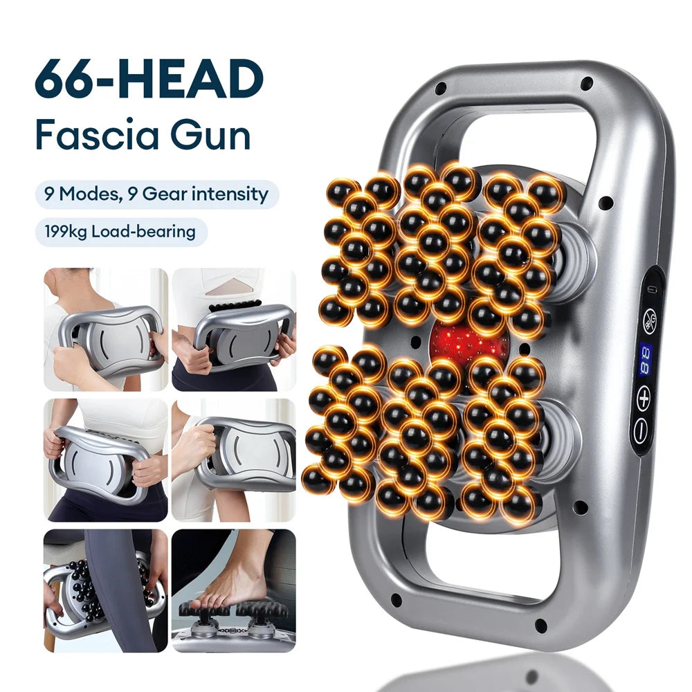 66-Heads Fascia Gun High-Frequency Vibration Body Massage Gun Back and Waist Massager Neck Shoulder Massager Muscle masajeador
