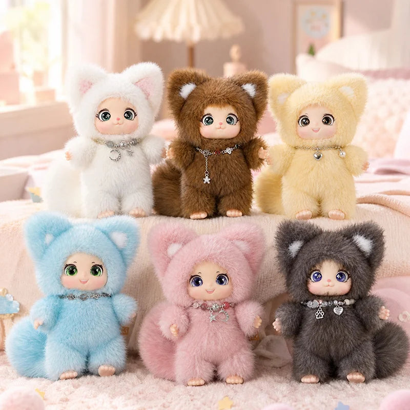 19cm New Cute Family Fox Plush Pendant Kawaii Animals Vinyl Face Plush Toy Premium Doll Enthusiasts Kids Hang Bag Decor