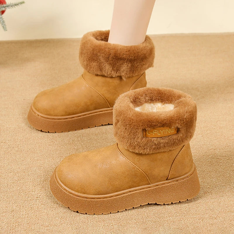 Fashion Fluffy Platform Snow Boots for Women Non Slip Thick Sole Faux Fur Winter Boots Woman Comfortable Short Plush Ankle Botas