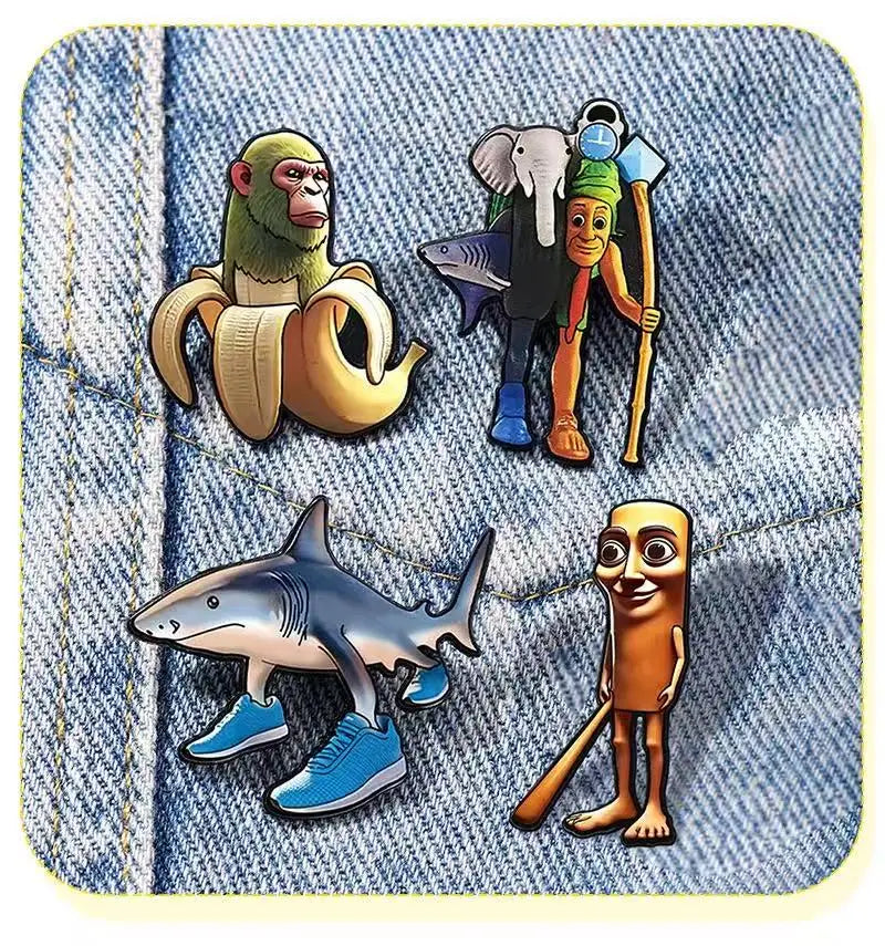 4 PCS Funny Goose Enamel Pin Cartoon Cat Brooches For Women Hat Lapel Pin Backpack Bags Badges Party Gifts Clothing Accessories
