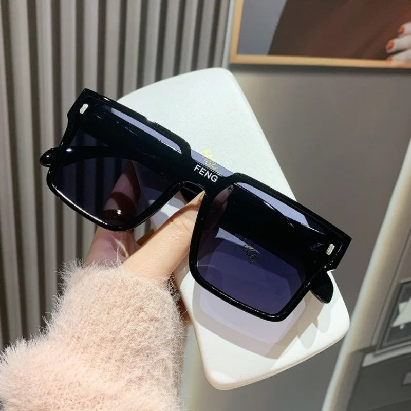Retro Square Women's Sunglasses, Fashionable and Popular Men's Large Frame Glasses, Outdoor Sunglasses