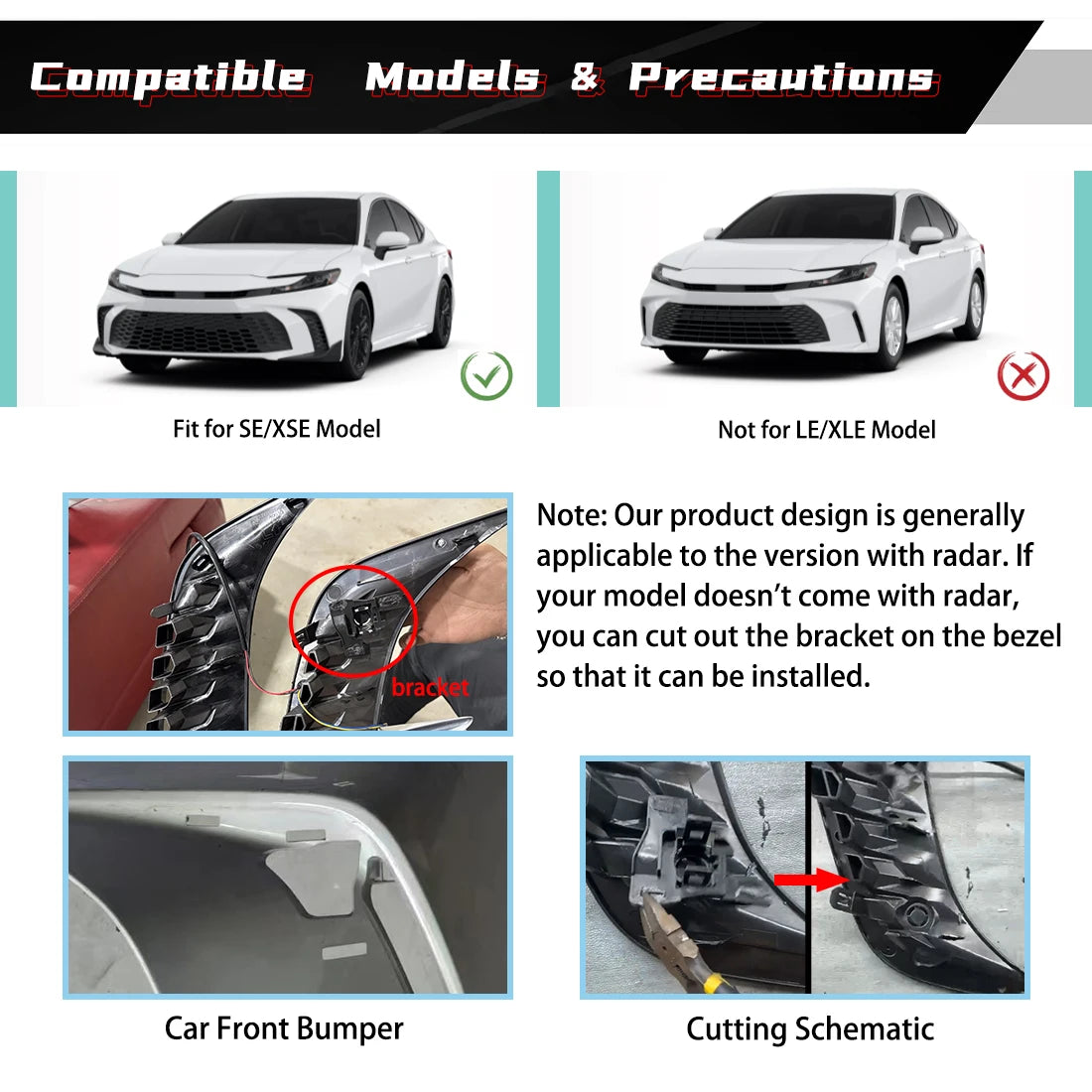DRL For Toyota Camry SE XSE 2024 2025 Daytime Running Lights with Radar Hole LED Fog Lamp Dynamic Turn Signal Start Up Animation