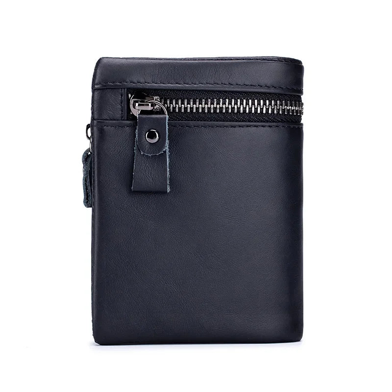 BULLCAPTAIN 100% Genuine Leather Wallet Men's New Men's Cash Clip Bi-fold Coin Purse RFID Blocking Card Holder with Gift Box 03