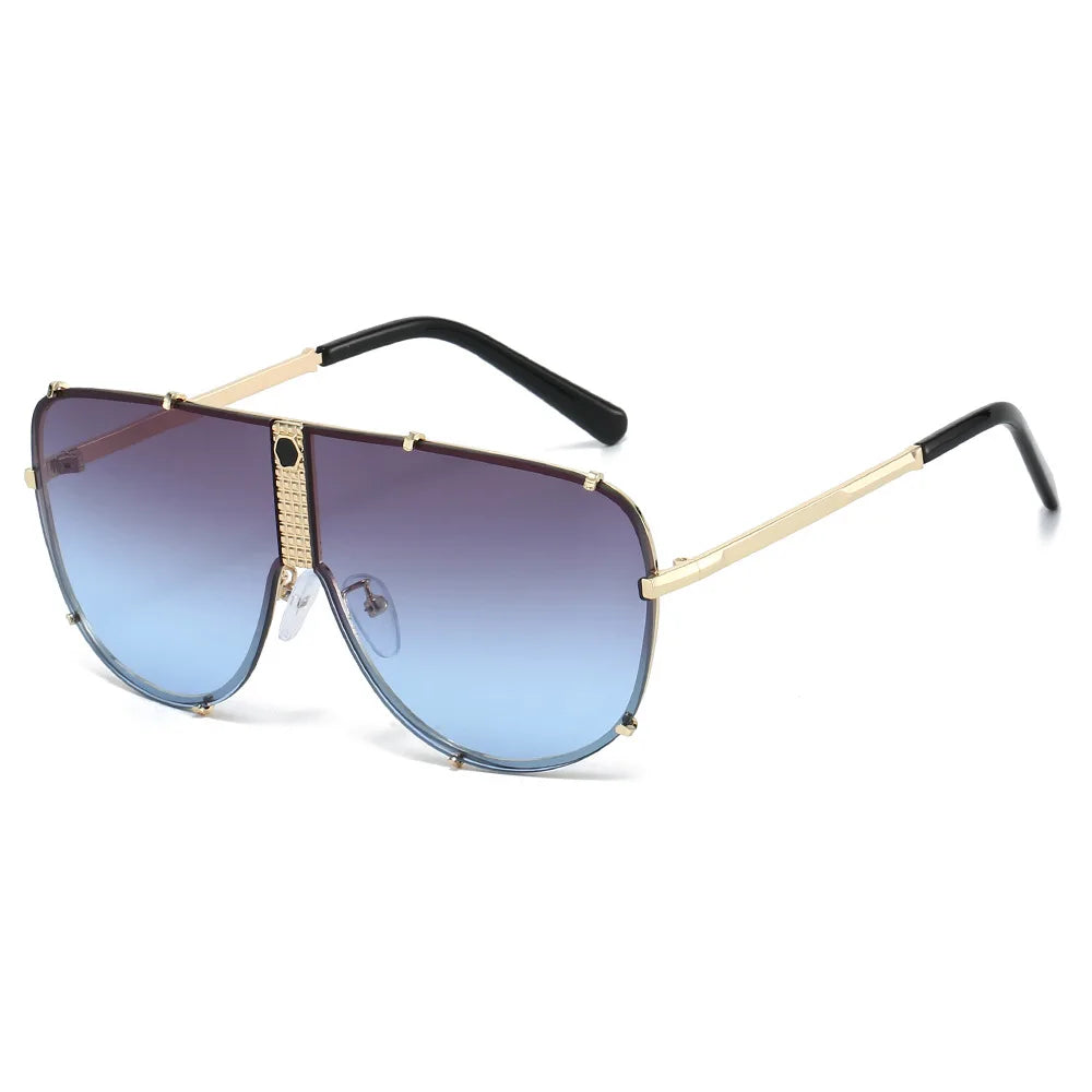 JNPCXI New Fashion Oversized Square Sunglasses Women Shades UV400 Retro Rivets Men Black Sun Glasses