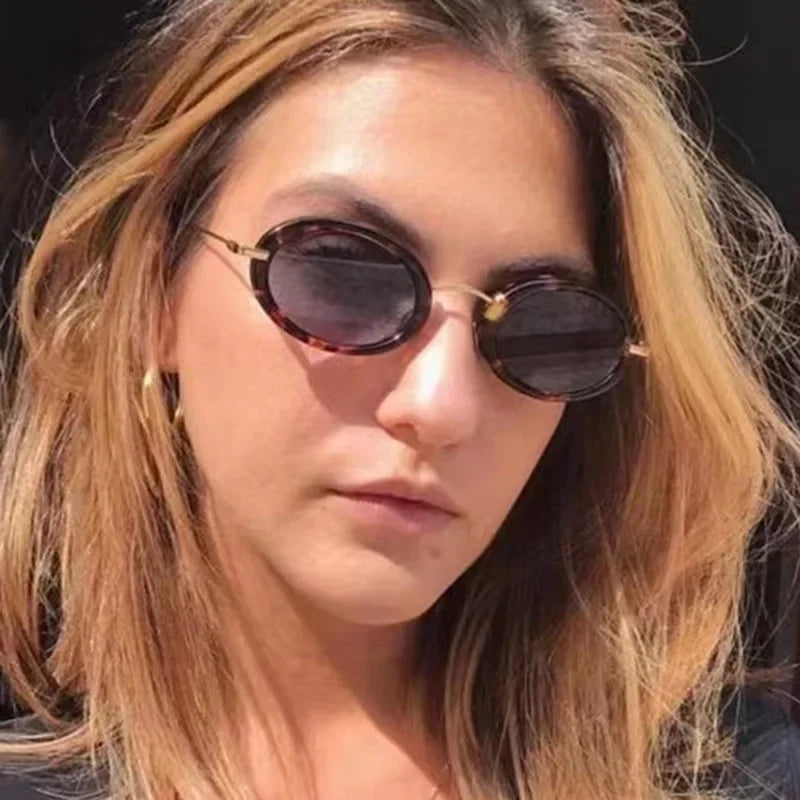 JNPCXI Retro Small Oval Women Luxury Sunglasses Fashion Punk Men UV400 Trending Gradient Sun Glasses Shades