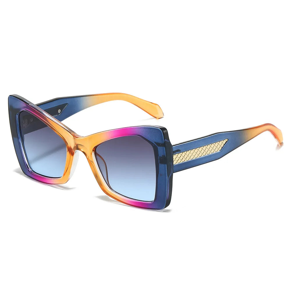 JNPCXI New Fashion Square Oversized Double Color Women Sunglasses Retro Gradient Lens Shades UV400 Men Trending Sun Glasses