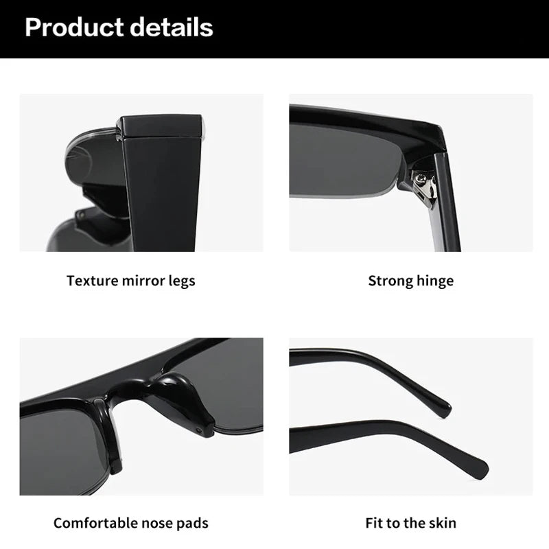 JNPCXI Vintage Small Rectangle Sunglasses Women Shades UV400 Fashion Clear Lens Men Half Frame Eyewear