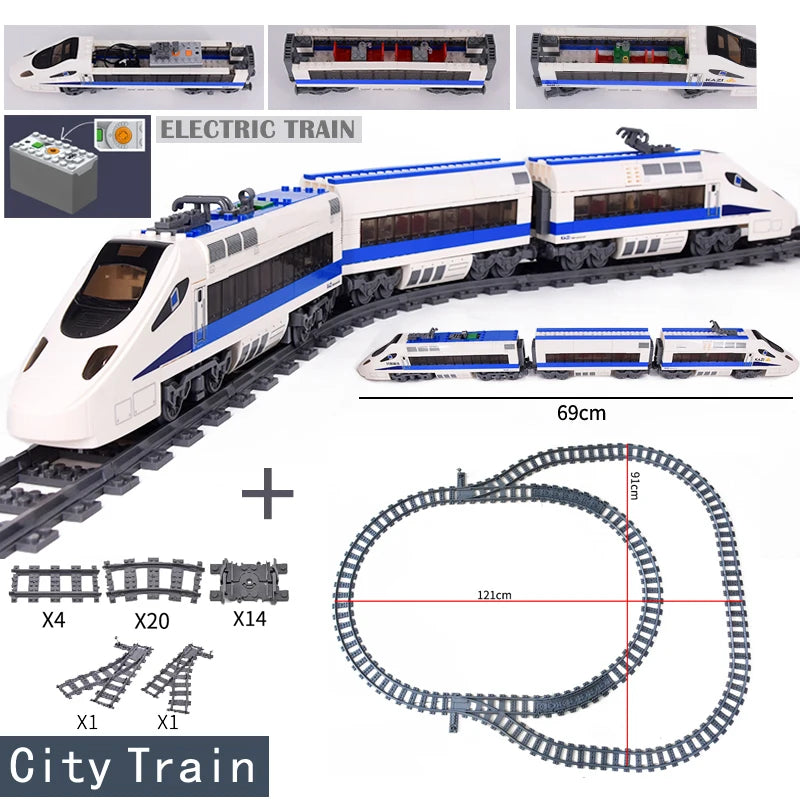MOC City Series Train Metro Track Building Blocks Railroad Conveyance Toys Tr19