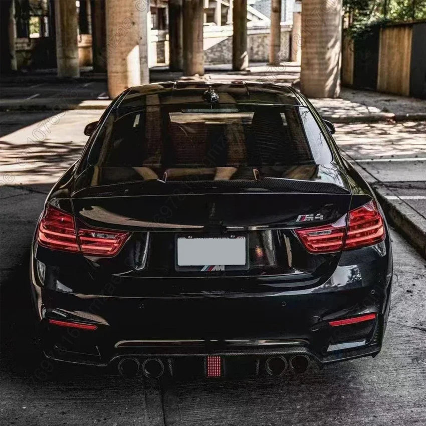 For BMW M3 F80 M4 F82 F83 2015-2020 Carbon Look Rear Bumper Diffuser With LED Light Spoiler Lip Splitter Lip Protector Guard
