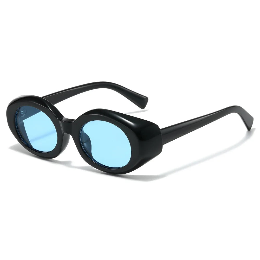 JNPCXI New Oval Sunglasses Women Blue Pink UV400 Punk Fashion Gradient Shades UV400