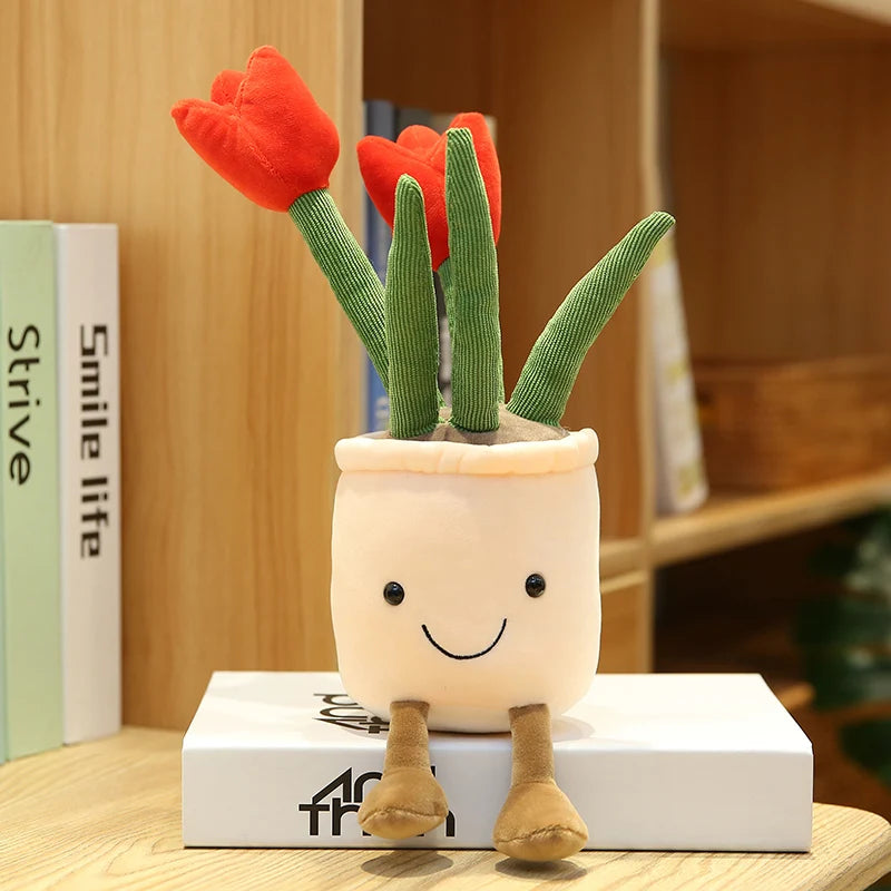 Lifelike Tulip Succulent Plants Plush Stuffed Toys Flower Decorations Floral Bouquet Design  Living Room Decor For Girl Gift