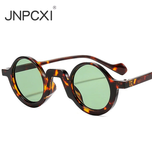 JNPCXI New Retro Small Round Punk Women Sunglasses Fashion Green Shades UV400 Trending Men Leopard Sun Glasses