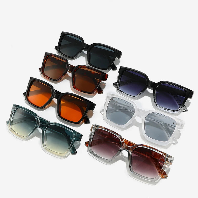 JNPCXI New Square Sunglasses Women Shades UV400 Retro Trending Rivets Men Gradient Orange Sun Glasses