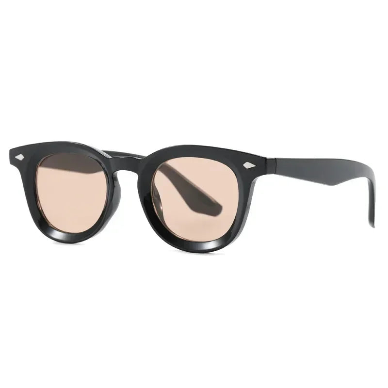JNPCXI Retro Round Men Sunglasses Fashion Clear Ocean Lens Shades UV400 Women Trending Rivets Sun Glasses