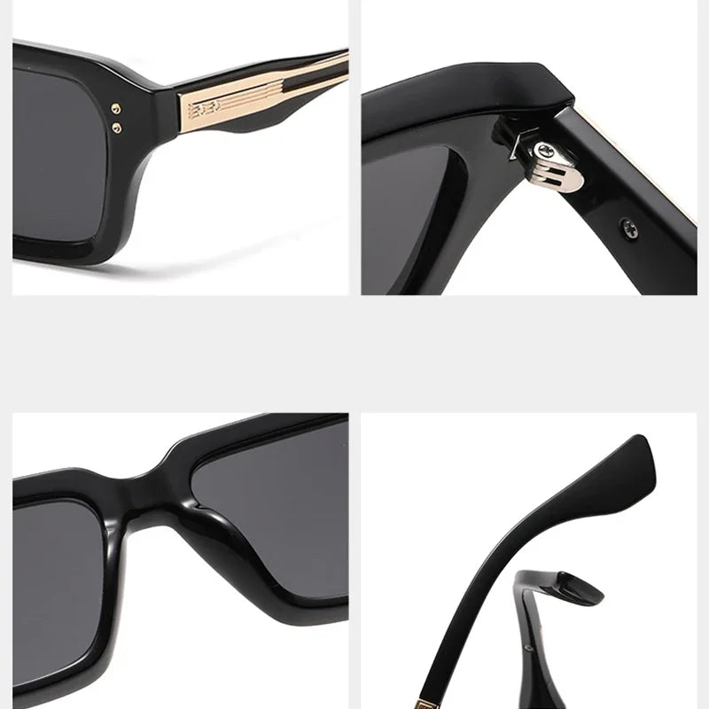 JNPCXI New Retro Square Sunglasses Women Gradient Leopard Shades UV400 Fashion Clear Lens Men Trending Rivets Frame