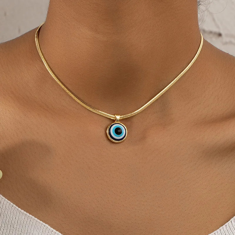 Zircon Evil Eye Necklace for Women Gold Color Choker Chain Turkish Blue Eyes Pendant Necklace Lucky Jewelry Gift collier femme