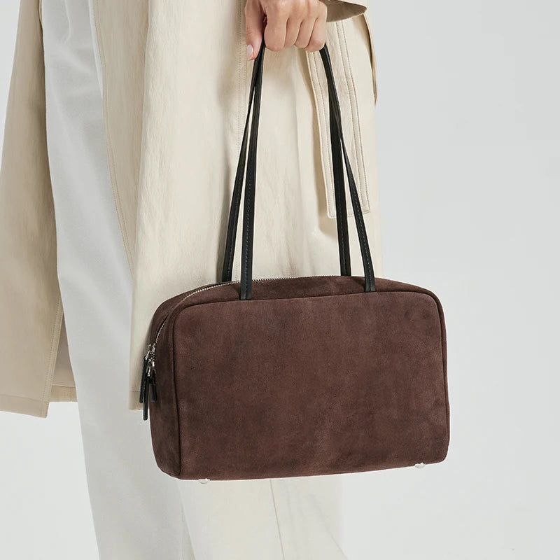 New 2026 winter Women's suede leather bag Fashion Genuine Leather Crossbody Bag female Luxury Square Furry Shoulder Handbags