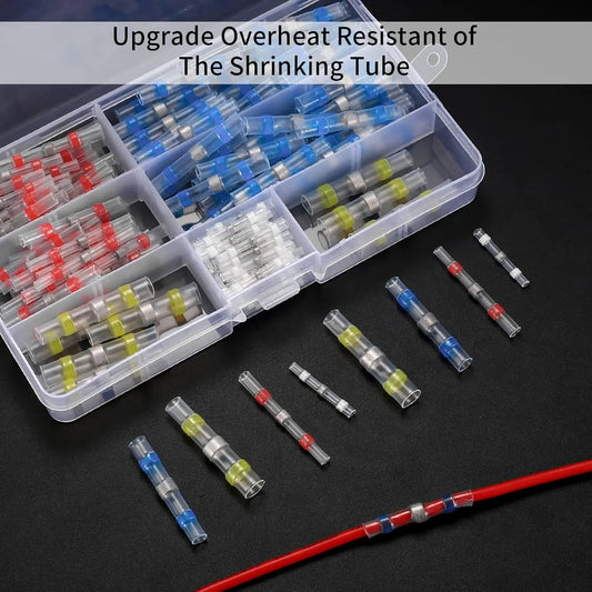 100pcs Waterproof Solder Seal Heat Shrink Butt Wire Connectors Terminals Electrical Copper with a Soldering Sleeve