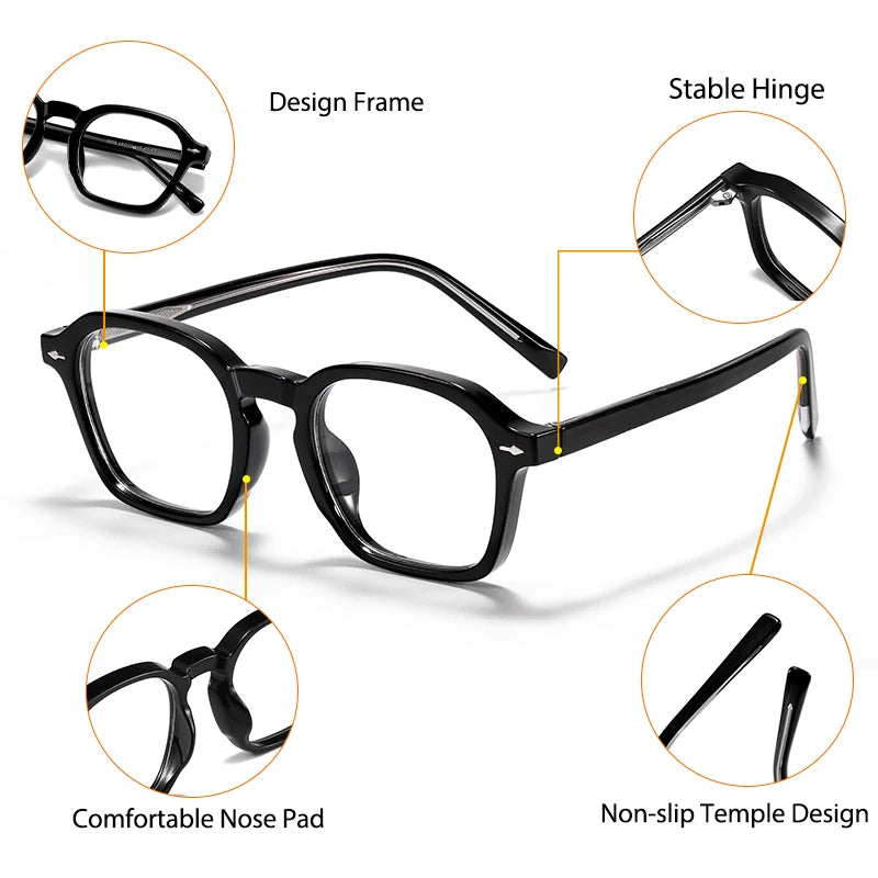 CATERSIDE Square Men's Optical Eyeglass Frame Retro High Quality Brand Eyewear Women's Anti Blue Light Decoration Glasses