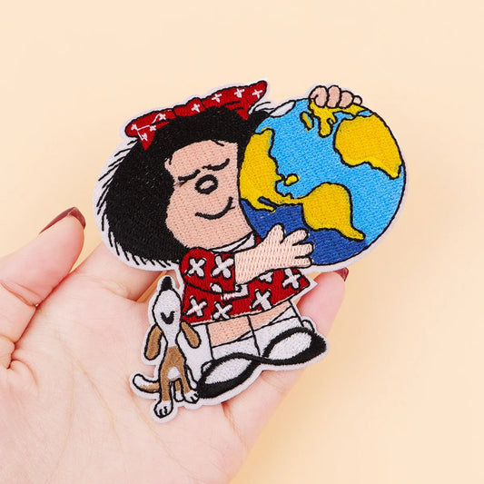 Cute Girl Iron On Patch Clothes Patch For Clothing Cartoon Embroidered Patch Garment Apparel Accessories Sewing Stickers