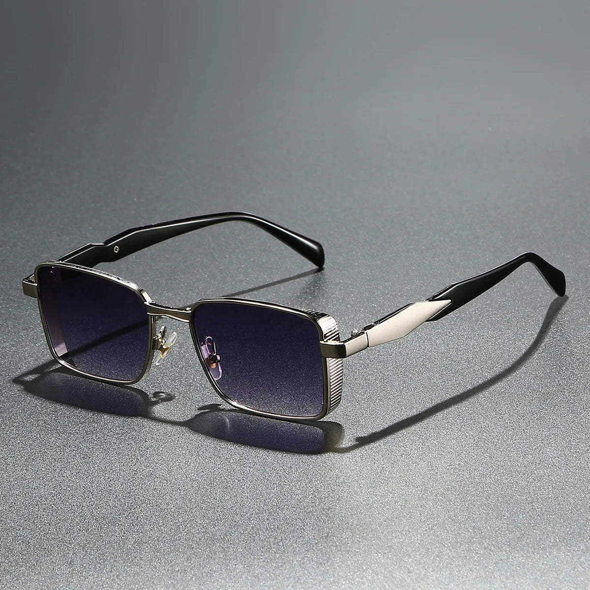 JNPCXI New Retro Square Metal Men Outdoor Sunglasses Fashion Gradient Tea Shades UV400 Women Punk Sun Glasses