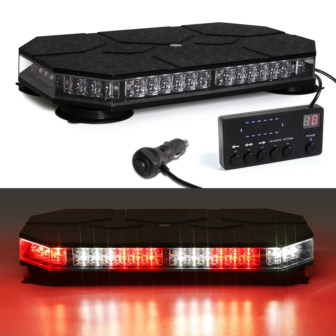 12V 24V Car Roof Top Strobe Lights Emergency Warning 42 LED Safety Magnetic Mount Smart Controller For Truck Ambulance Snow Plow