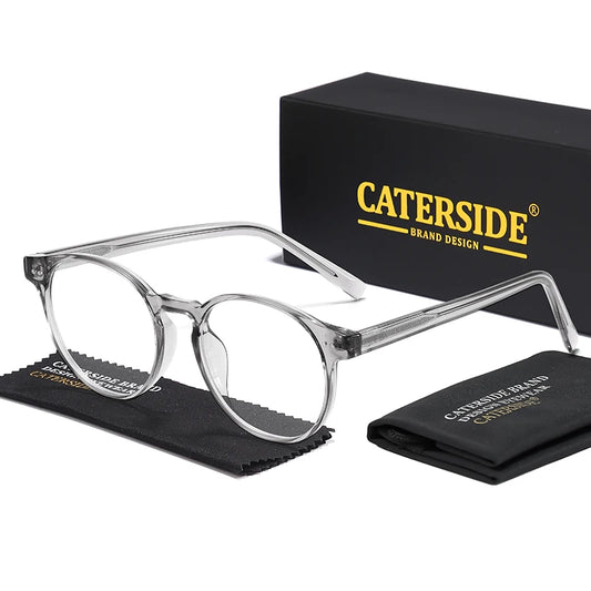 CATERSIDE New Vintage Round Men Glasses Frame High-Quality Brand Design Anti Blue Light Reading Glasses Women Optical Frame