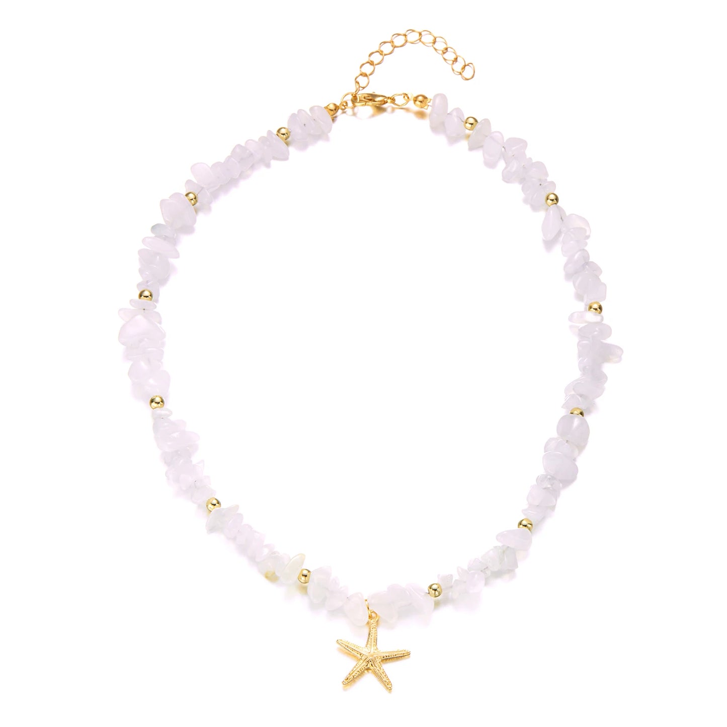 Boho Faux Stone Crushed Irregular Beaded Choker Necklace Women Summer Beach Collar Jewelry Accessories