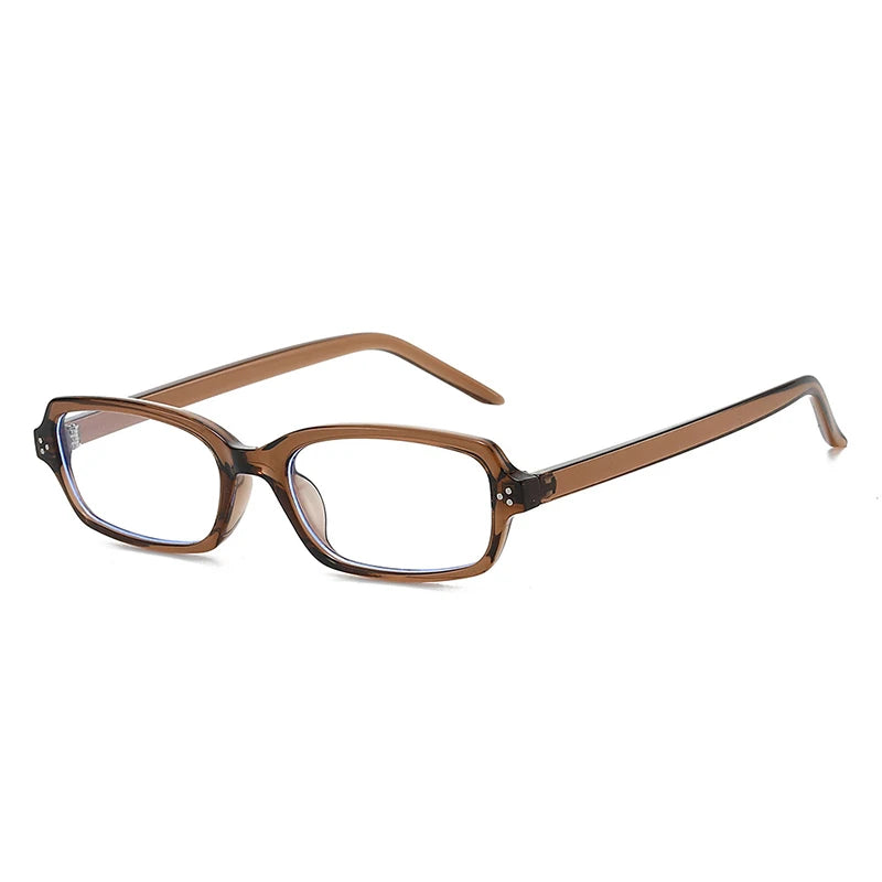 JNPCXI New Ins Popular Small Rectangle Sunglasses Fashion Candy Color Women UV400 Retro Rivets Men Clear Lens Frame