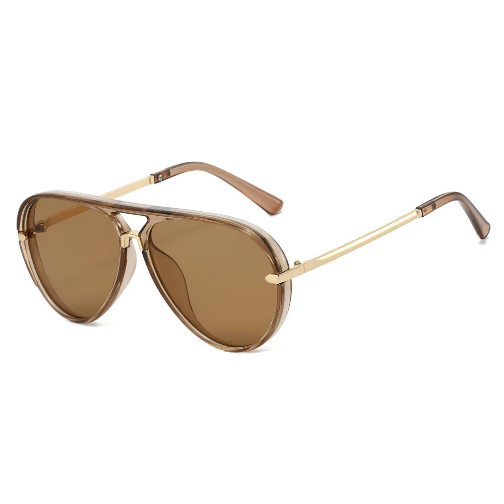 JNPCXI New Fashion Double Bridges Pilot Women Oversized Sunglasses Retro Candy Color Gradient UV400 Men Punk Sun Glasses