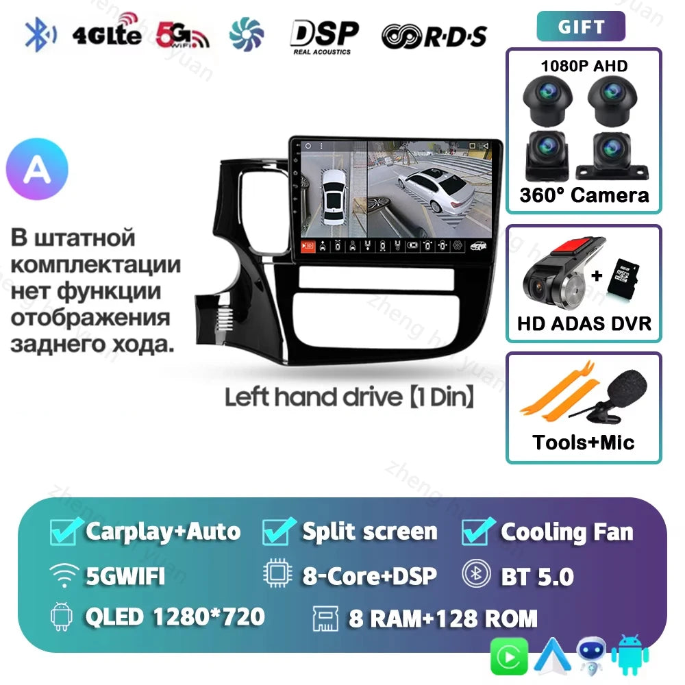 CarPlay Auto For Mitsubishi Outlander 3 GF0W GG0W 2012 - 2018 Left hand drive Car Radio Multimedia Video Player Navigation stere