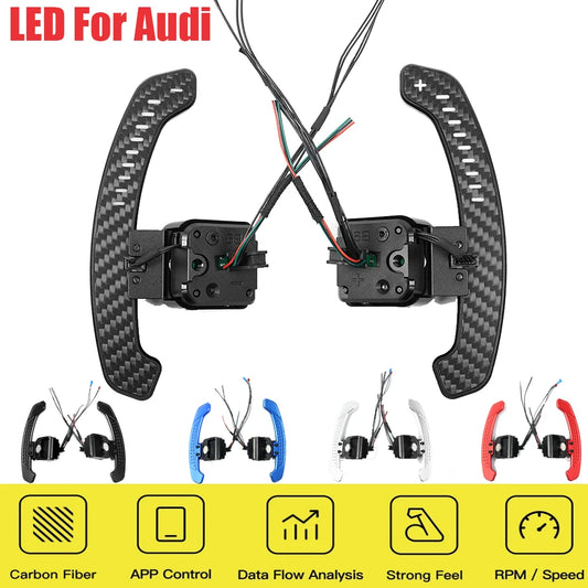2025 New LED Magnetic Carbon Fiber Paddle Shifters For Audi B9 A1 A3 A5 A8 Q2 Q3 Q4 Q5 Q7 Q8 S1 S2 S3 S4 S5 SQ5 RS3 RS4 RS5 RSQ5