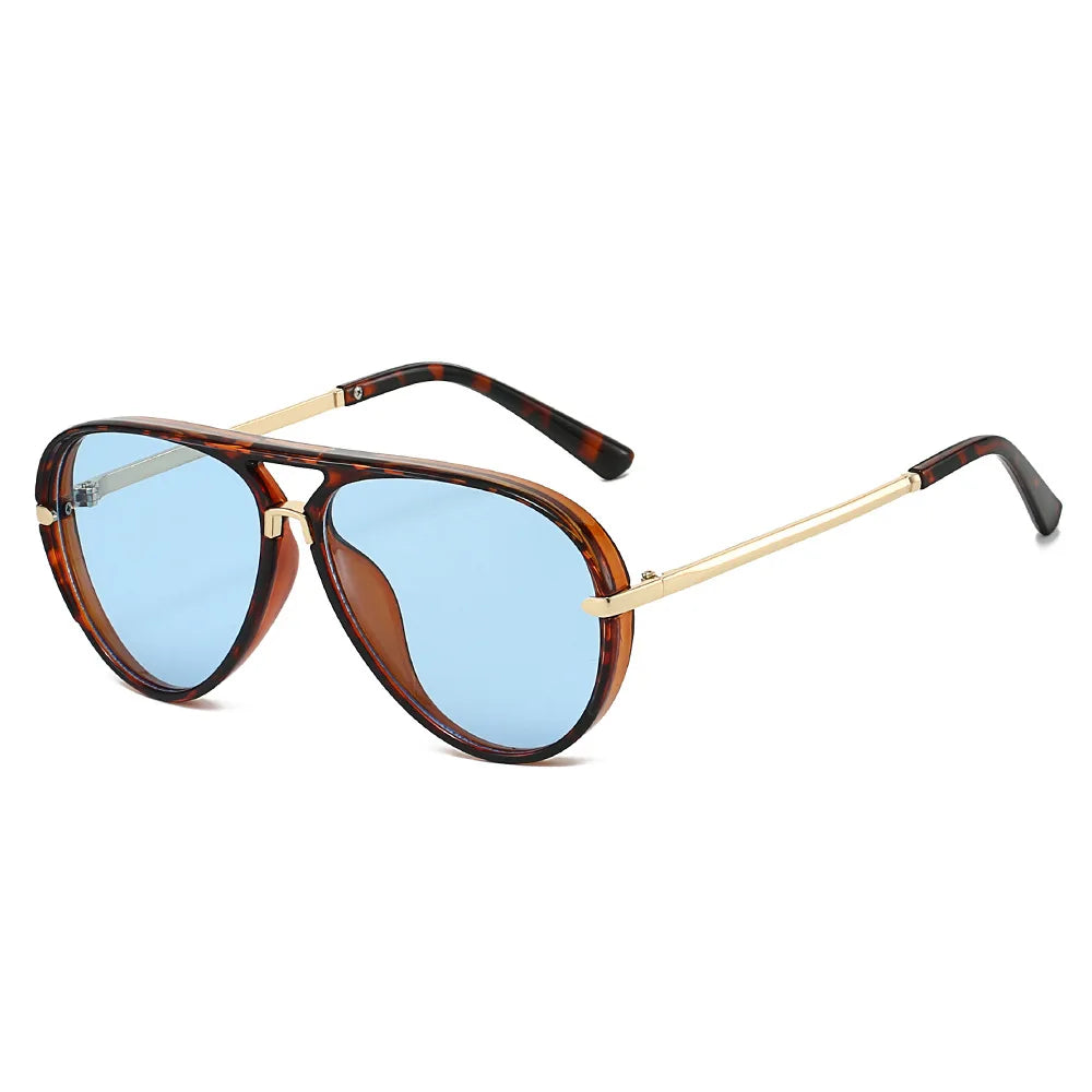 JNPCXI New Fashion Double Bridges Pilot Women Oversized Sunglasses Retro Candy Color Gradient UV400 Men Punk Sun Glasses