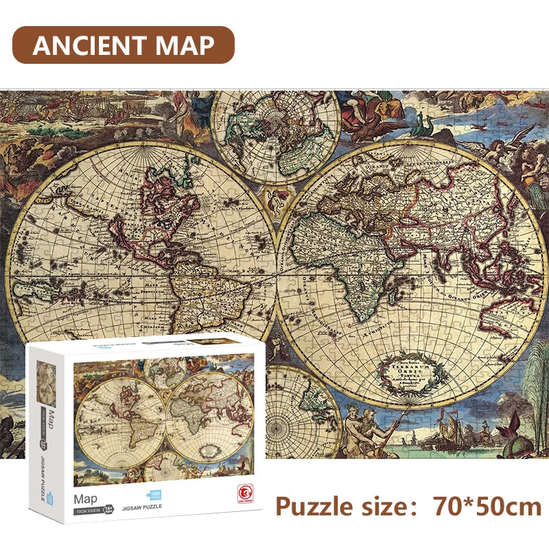 1000pcs Puzzle Paper Toys Ancient Map Famous Paintings 1000 Pieces Jigsaw Puzzle Children Gift Adult Educational Puzzle