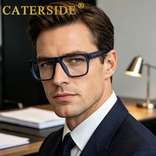 CATERSIDE New Retro Women's Anti Blue Light Glasses Square Glasses Frame Computer Reading Glasses Frame Men's Decorative Glasses