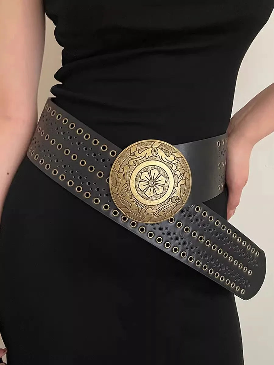 Fashionable Rivet Hollow Out Belt For Women Versatile New Style With A Unique Design Slimming Belt For A Minority Of People