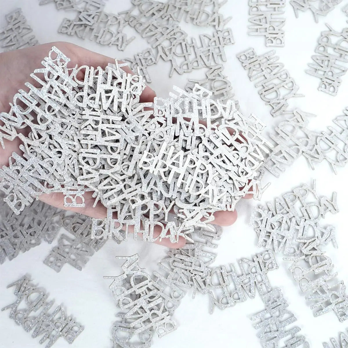 100pcs Glitter Happy Birthday Confetti, HAPPY BIRTHDAY Table Scatter Decor - Party Celebration Holiday Table Decoration