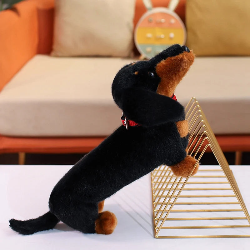 Simulation Dachshund Animal Doll Stuffed Standing Dog Puppy Plush Toy Brown Black Plushie Men Birthday Gift