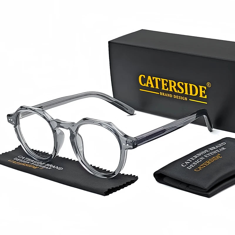 CATERSIDE Retro Polygonal Glasses Men TR Frame High Quality Eyeglass for Women Transparent Lenses Business Eyewear