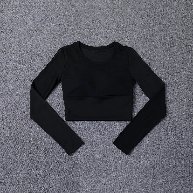 Womens Workout Long Sleeve Yoga Basic Tee Shirt Casual Round Neck Slim Athletic Running Solid T-Shirt Top