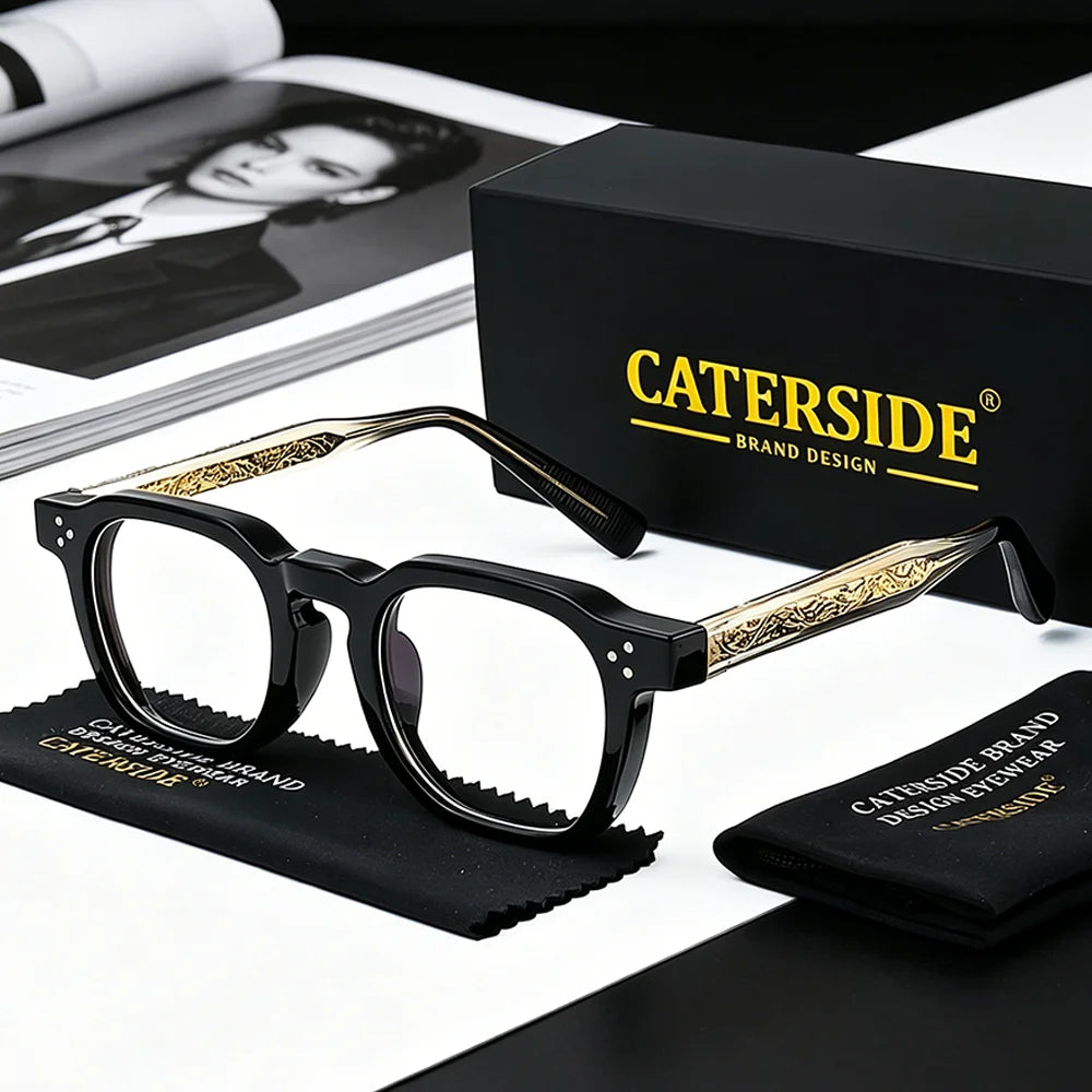 Caterside New Square Flat Light Glasses for Men Women Retro TR Frame Eyeglass High-Quality Eyewear Minimalist Matching