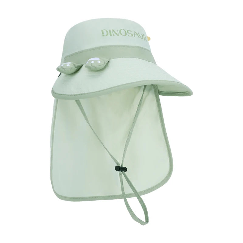2265-Summer outdoor children's sun protection hatforboysandgirls,cartoonandcute,withalargebrimanddetachablecape,fisherman style.