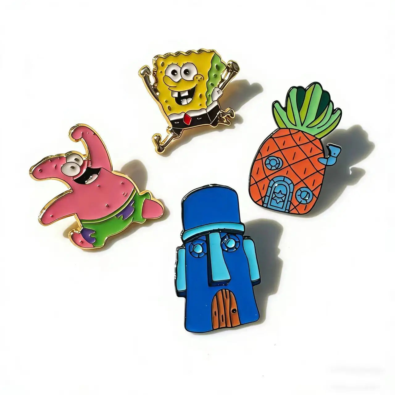 4pcs Cartoon Anime Enamel Pins Set Funny Animation Good Friend Metal Brooch Badges Jewellery Accessories for Gifts