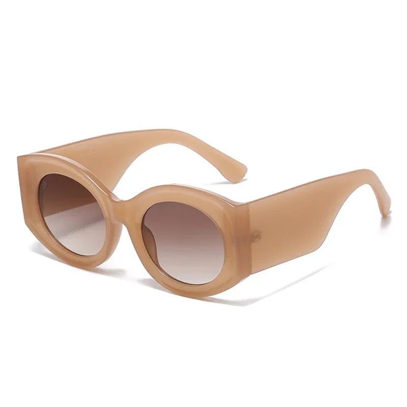 JNPCXI Fashion Oversized Oval Women Sunglasses Retro Jelly Color Orange Leopard Shades UV400 Men Gradient Sun Glasses