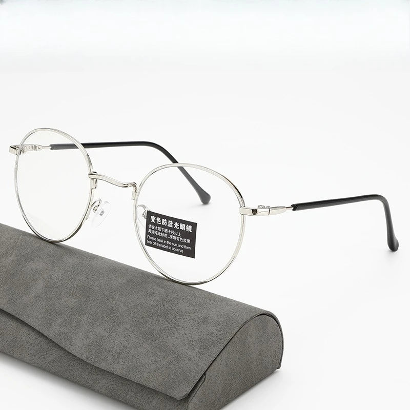 Retro anti blue light radiation gray glasses for men and women, Korean version, trendy photochromic glasses