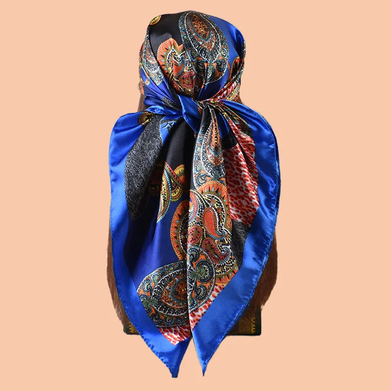 1PC Women's Satin Square Scarf 90x90inch Multi-use Summer Beach Accessory Fashion Headscarf Versatile Hair Towel for Party Use