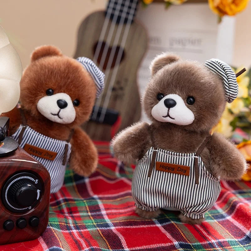 10cm New Kawaii Little Bears Pendant Plush Toy Stuffed Soft Animal Cartoon Bear Backpack School Bag Keychain Decor for Kids Gift